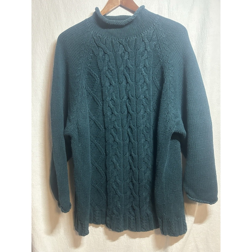 The Limited Women's Green Cable Sweater Size S Long Sleeve Round Neck